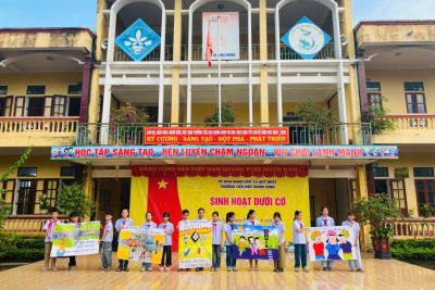 LIÊN ĐỘI TRƯỜNG TIỂU HỌC NGHĨA BÌNH TỔ CHỨC SINH HOẠT DƯỚI CỜ VỚI CHỦ ĐỀ “AN TOÀN GIAO THÔNG”