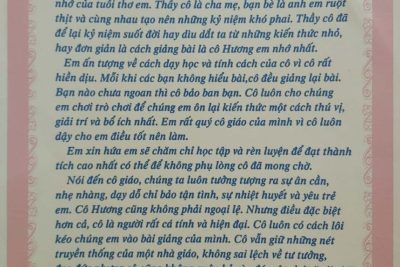 BÀI DỰ THI CUỘC THI VIẾT ” Những kỉ niệm sâu sắc về thầy cô và mái trường” năm 2023